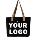 Custom logo Large Capacity Custom Logo Letter Cotton Canvas Tote Bag With Pocket Zipper