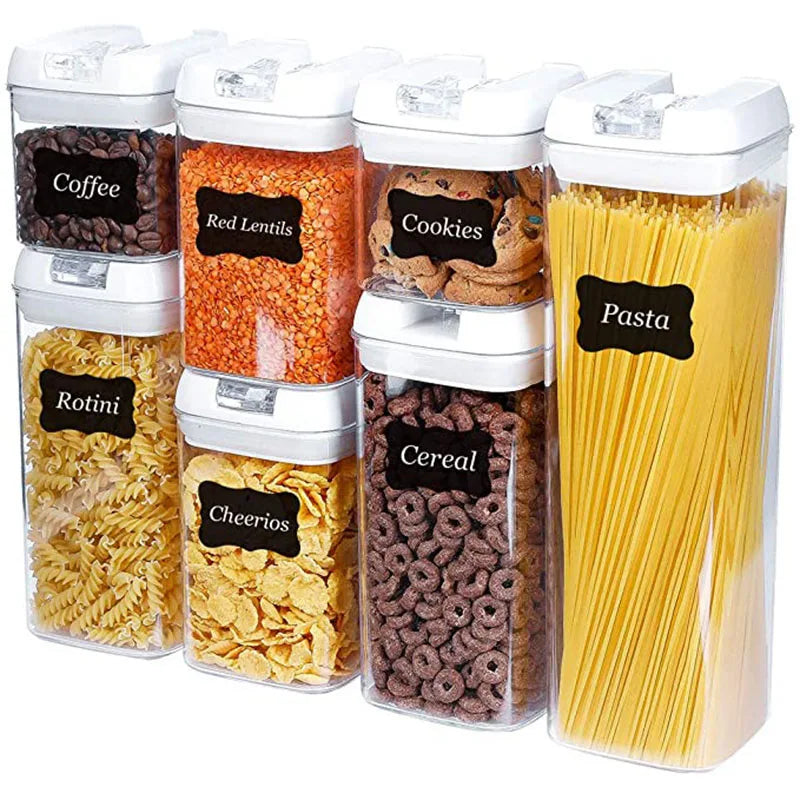 Best Selling Airtight Transparent 7pcs Plastic Dry Food Storage Container Grain Storage Container Storage Boxes MegaBDM