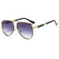 Men's Trendy Pilot Style Anti-Radiation Full Rim Gold Frame UV400 Lenses Metal Mesh Decorative Sunglasses Ocean Colors Coating