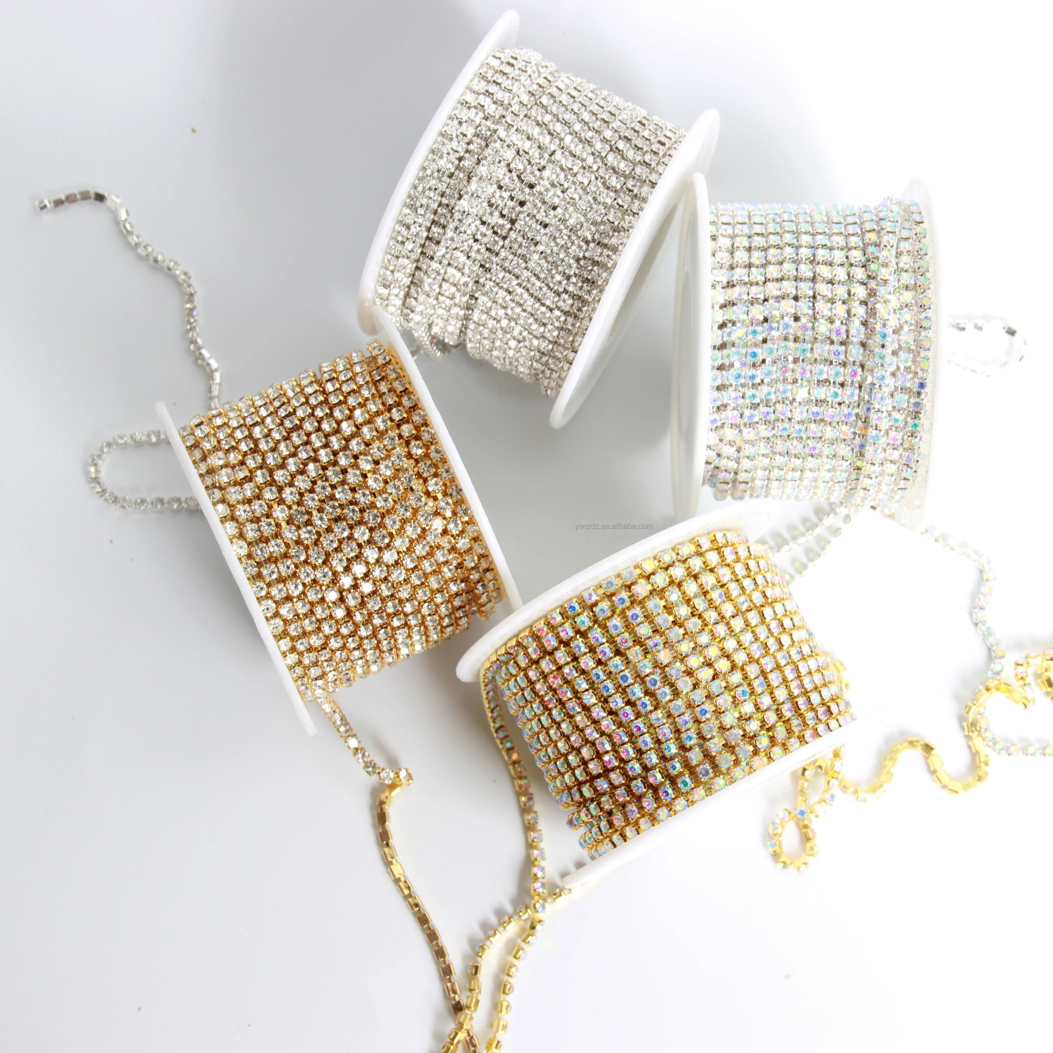 Glass Claw Chain  Rhinestone Chain  Shoes Stitched Crystal Diamonds Gold/Silver  White/AB Motif Rhinestones Sew-On Use Clothes