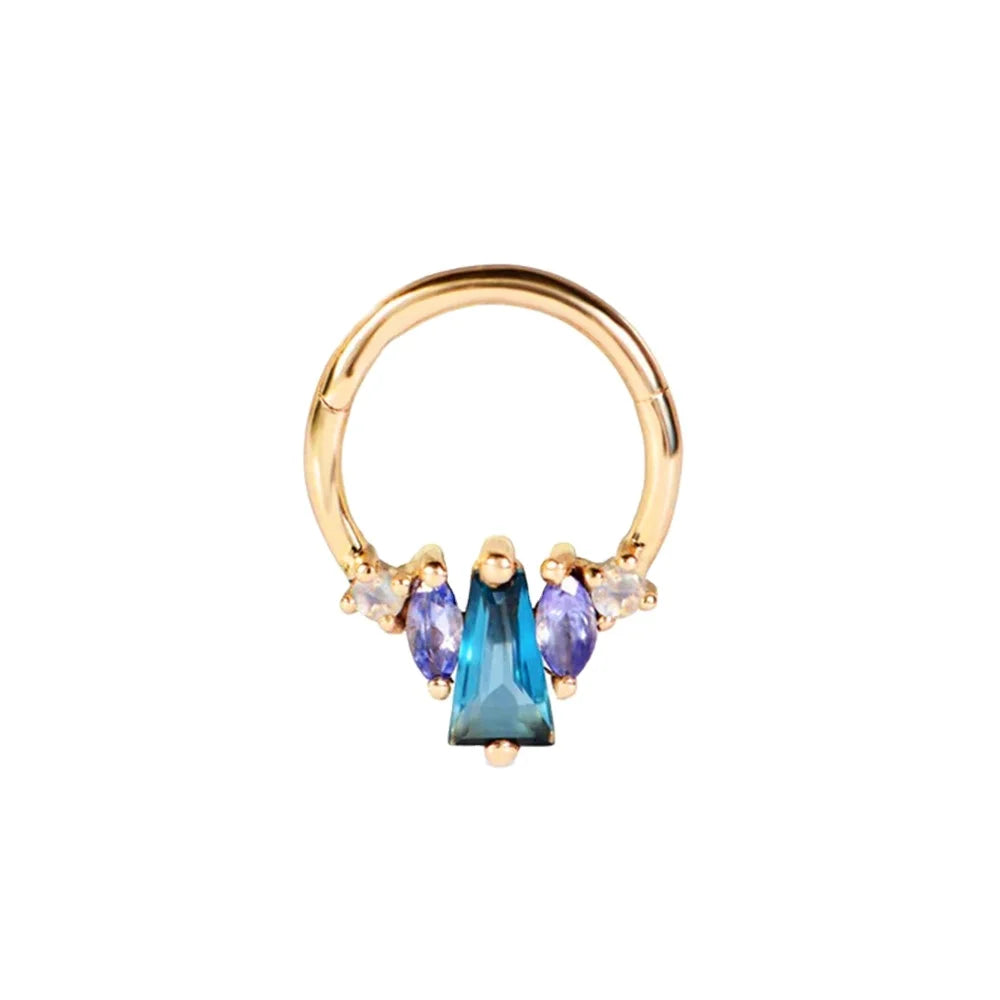 Rainbowking Pop Chic Pop 925 Silver Fashion Design Geometric Diamond Colorful Nose Ring