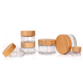 High Quality Small Empty 5ml 20ml 30ml 50ml 100ml Face & Eye Cream Glass Jars with Bamboo Lids Recyclable