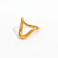 Fenny 18K Gold Plated Wholesale Tarnish Free Irregular Artistic Line Bend Stainless Steel Finger Ring Trend for Women
