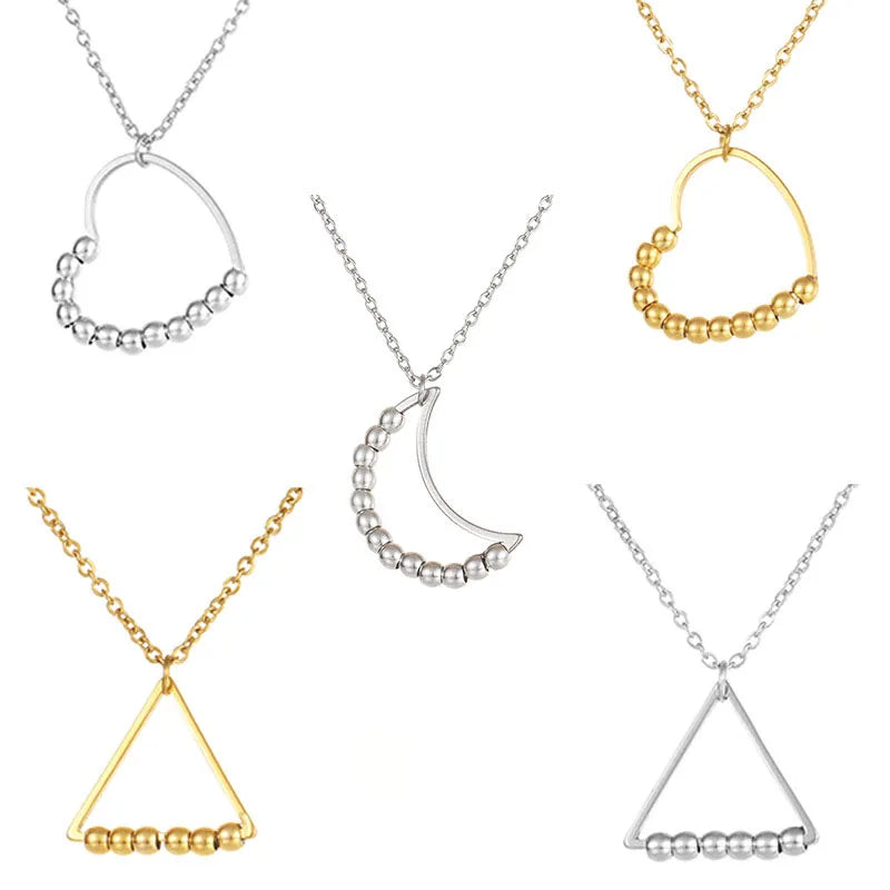2023 Stainless Steel Spinner Necklace Rotatable Bead Decompression Necklaces Anti-anxiety Beads Moon Pendant Necklace for Girl