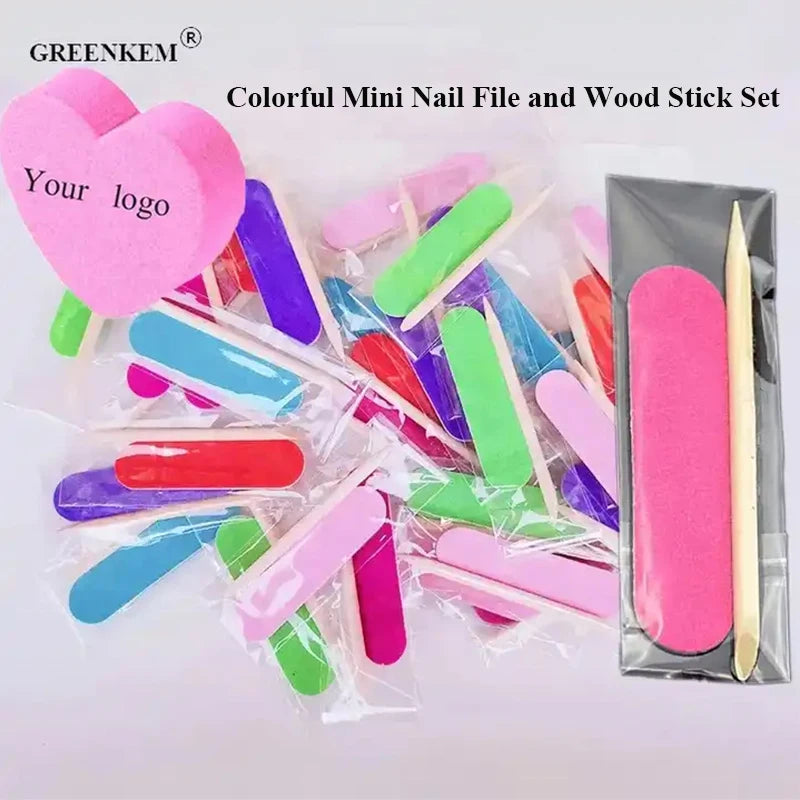 Professional Cheap Price Manicure Set Colorful Mini Nail File and Orange Wood Stick Set for Nail Sticker Application in Stock