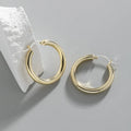 New Design 30mm Big 925 Sterling Silver Geometric Glossy Hoop Huggie Earrings for Women