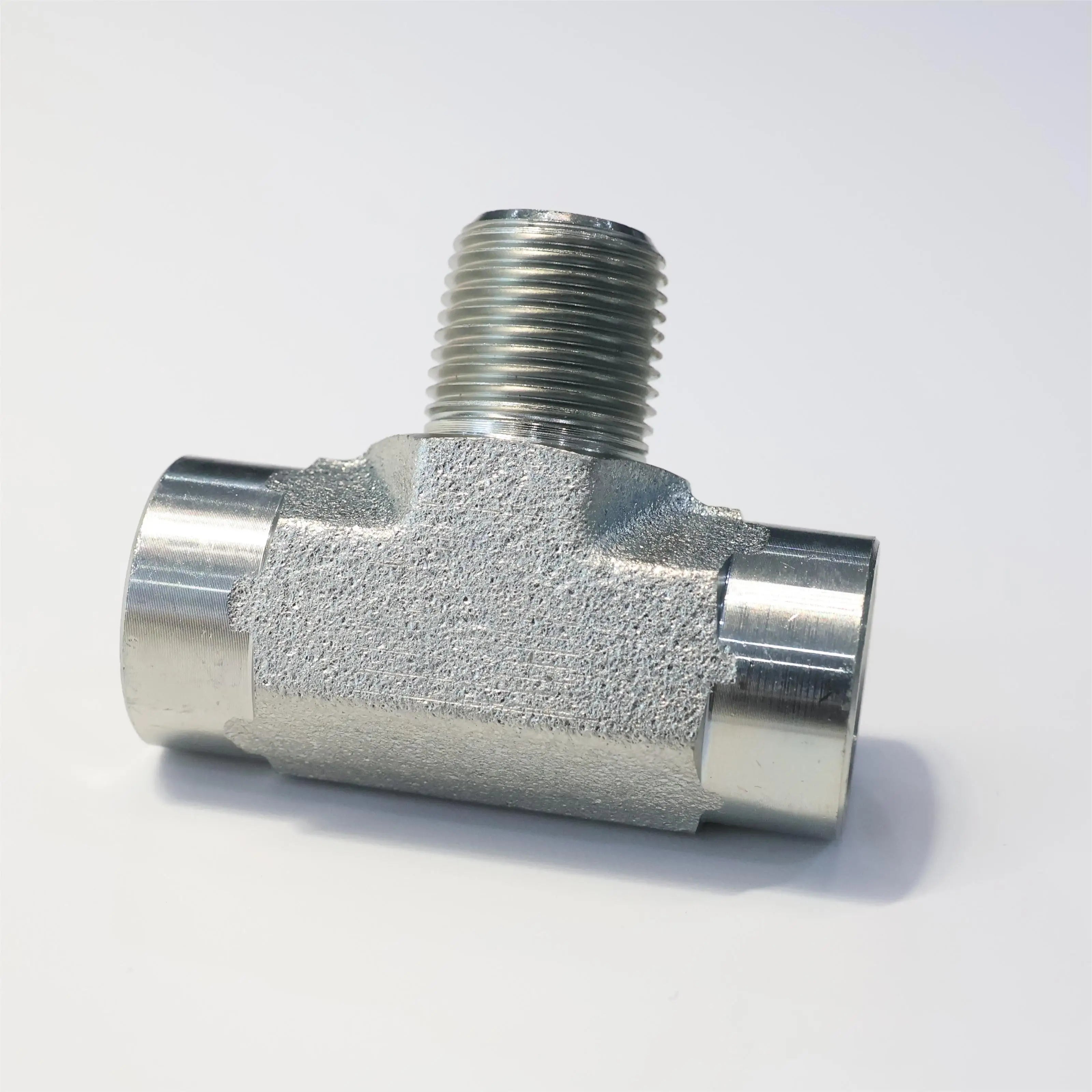 Carbon Stainless Steel Hydraulic Hex Nipple Tube Pipe Hose Fittings Threaded Adapter Tee NPTF Female/male Threaded Branch Tee