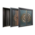 TECHTOP Double Metal Exterior Steel Front Main Door Indian Carving Designs Industrial Style Anti-Theft for Villa