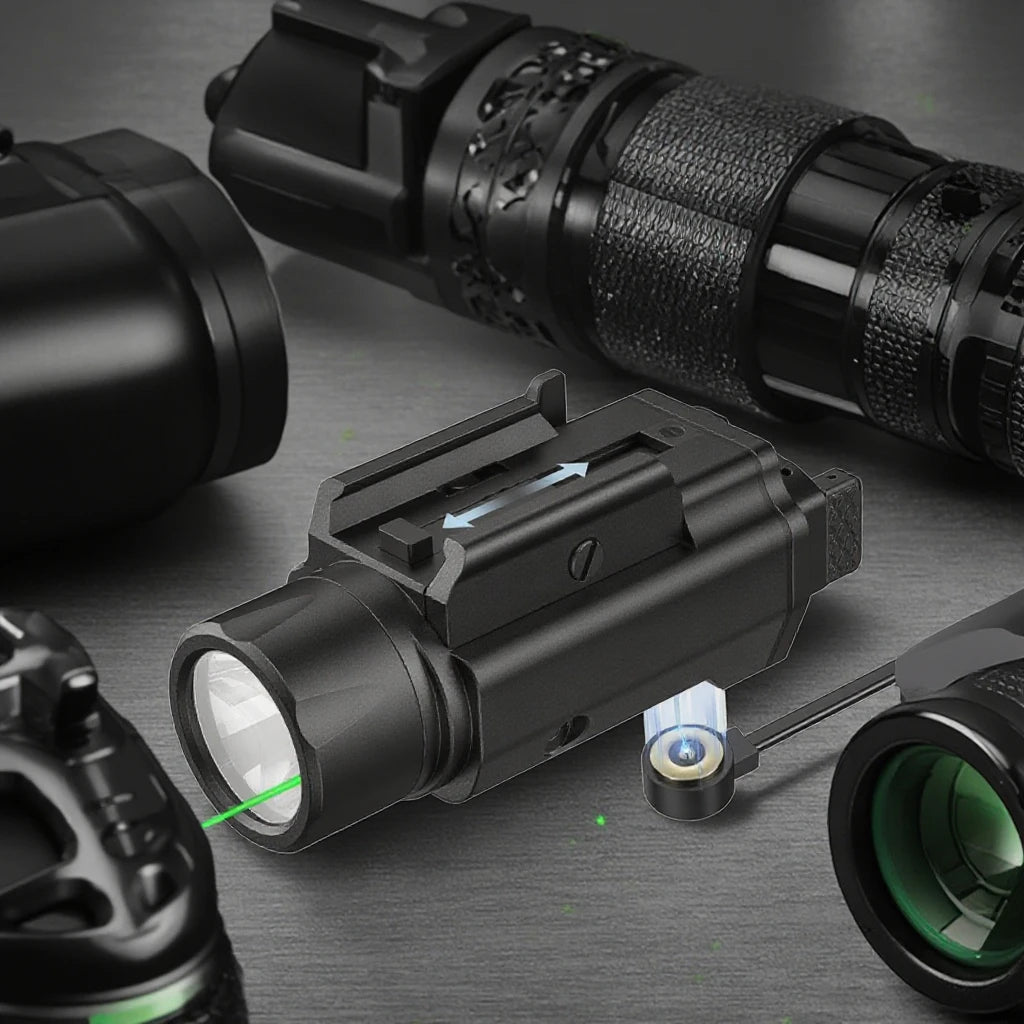 Customized Logo Rechargeable Tactical Flashlight with Green Light and Laser Combo Aluminum Material