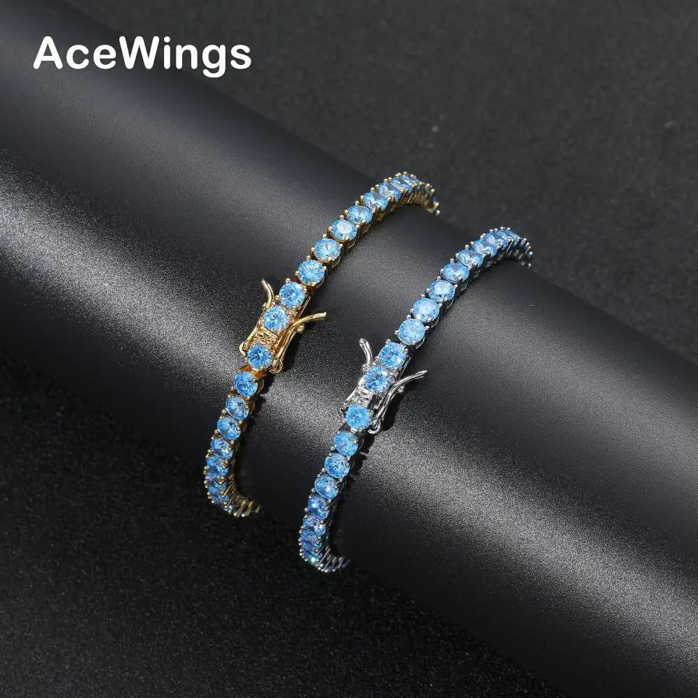 BB202  4mm 7" 8"  Tennis Chain Bracelet Hip Hop Jewelry Gold Silver Material CZ Bracelet Iced Out