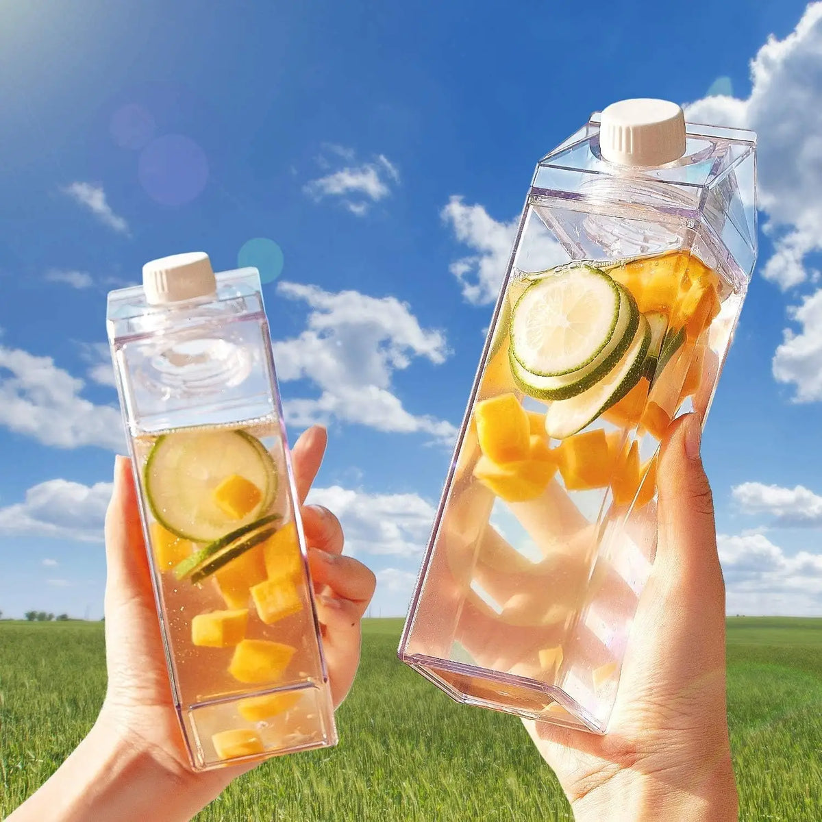 17 Oz Clear Plastic Milk Box Portable Square Juice Bottle for Outdoor Sports BPA Free Eco-friendly Beverage Bottles