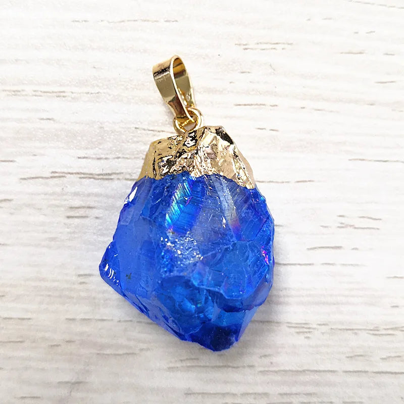 HZ Tumbled Stone Crystal Quartz Seven Chakra Pendant Necklace Chakra Electroplated Pendants - Chakra Metal Pendant Natural Crystals