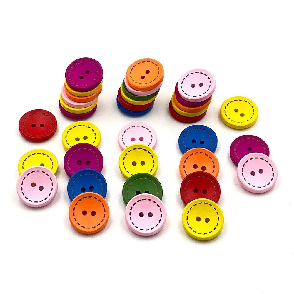 Engraved DIY Button Natural Floral Pattern Wooden Flatback Custom Wood Buttons