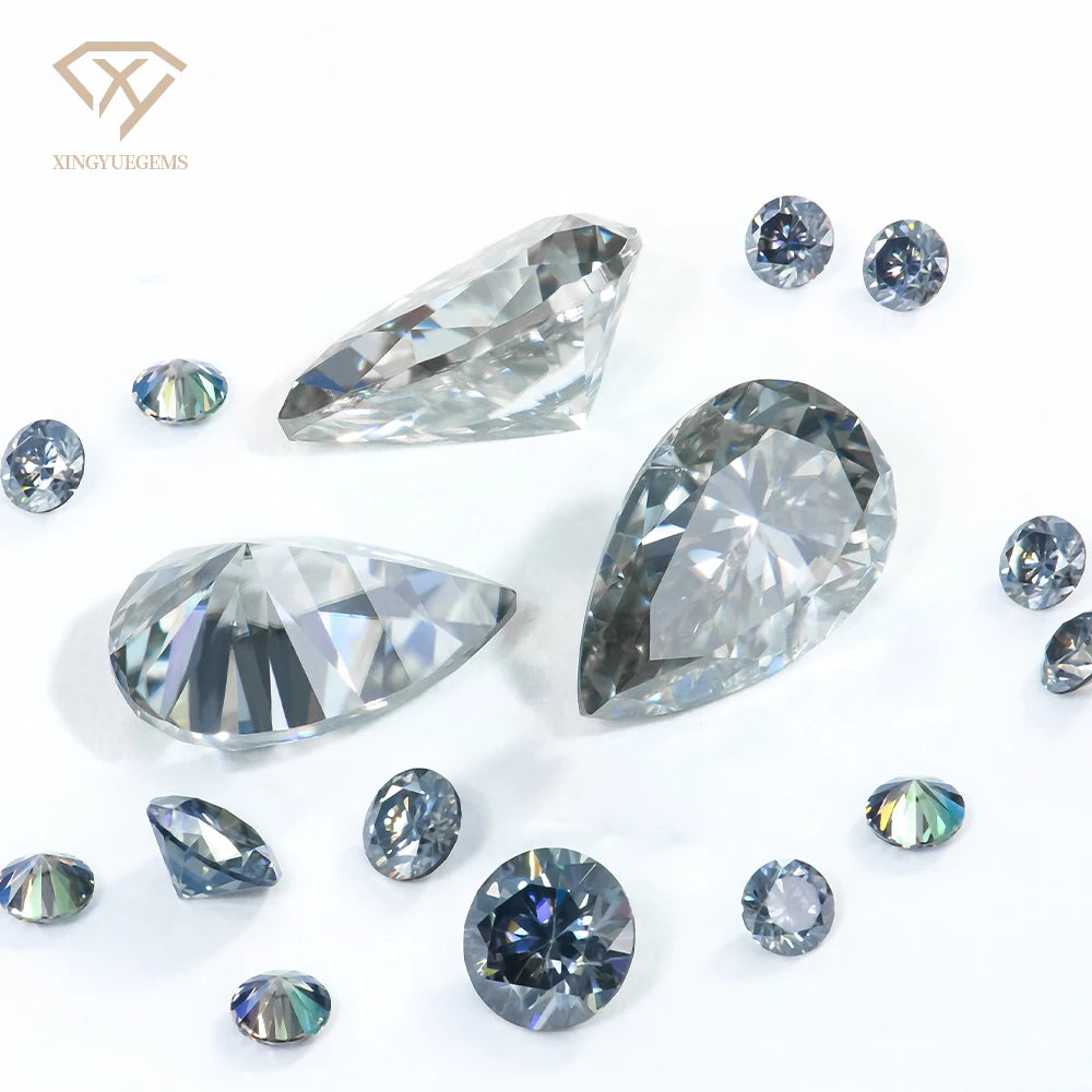 Xingyue Factory Direct Sales Fancy Light Dark Gray Colored Pear Cut Shape VVS1 Brilliant Mossanite Moissanite Diamond for Ring