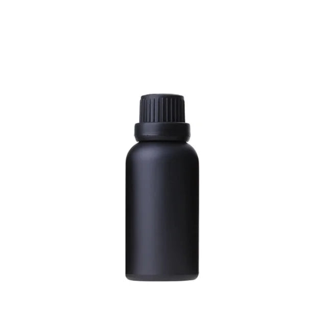 Wholesale Skincare Cosmetic Packaging 30ml 1oz Screw Cap Matte Black Glass Essential Oil Bottle