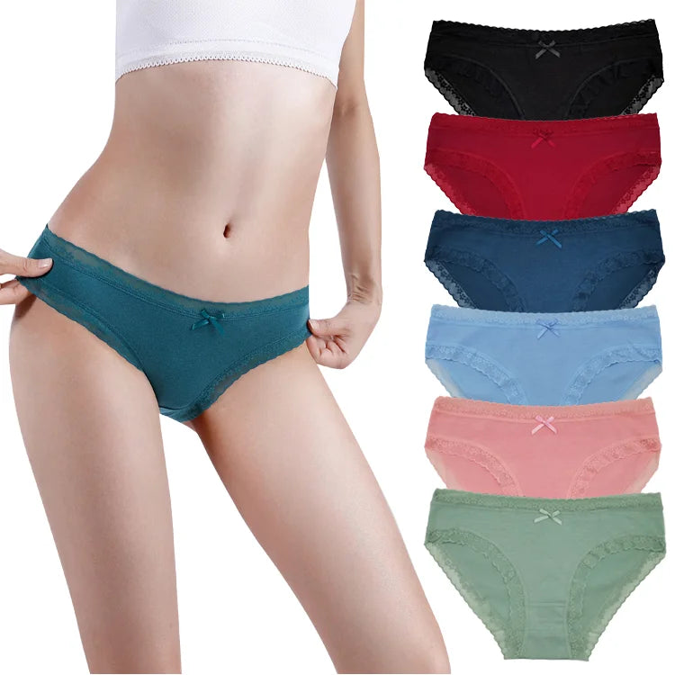 Factory Direct Plus Size Women's Sexy Bikini Lace Plant Flower Simple Briefs Breathable Stretch Cotton High Cut Everyday