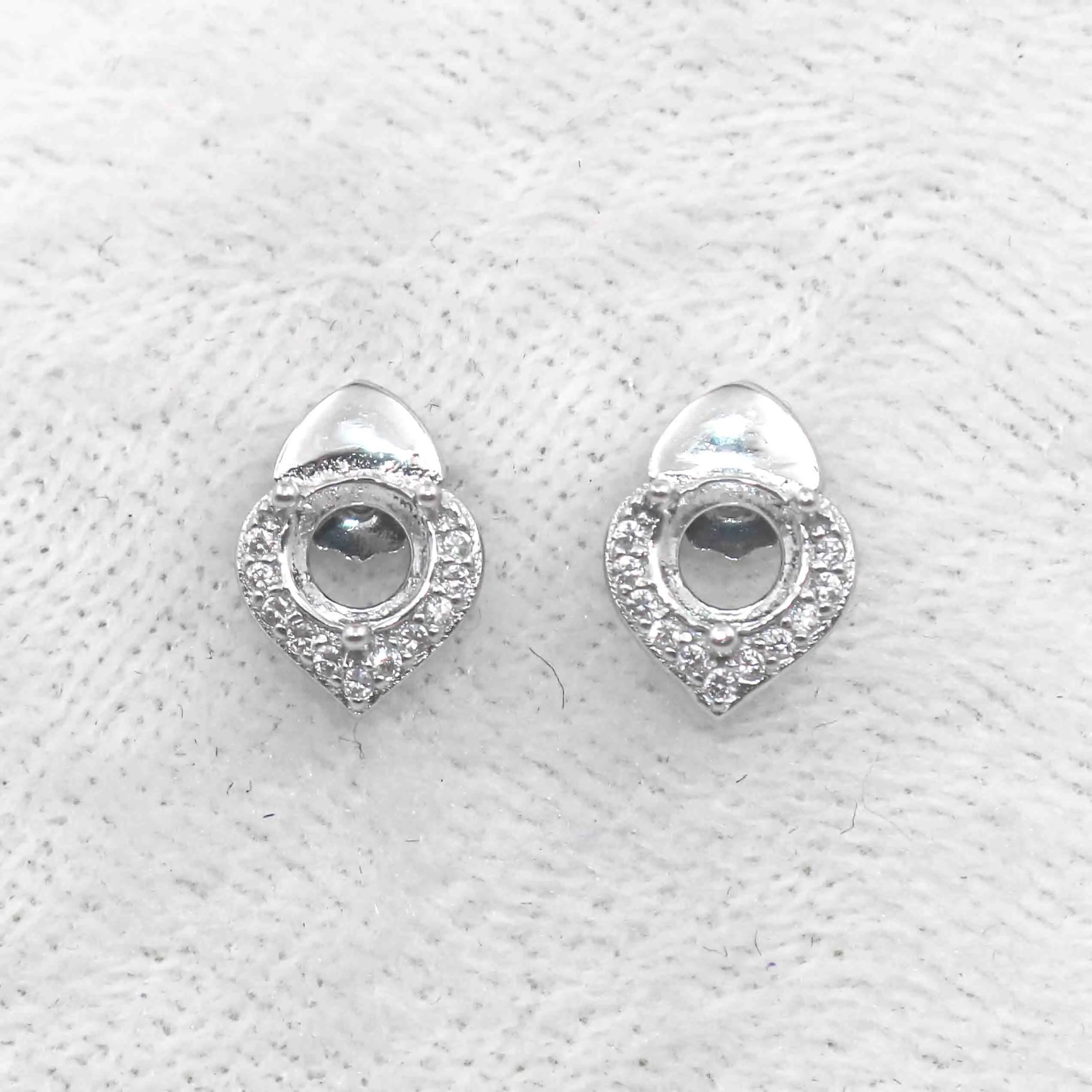 Sterling Silver 5*5mm Semi Mount Stud Earrings Empty Support Blank Claws Setting S925 Base Without Center Stone for DIY Inlay