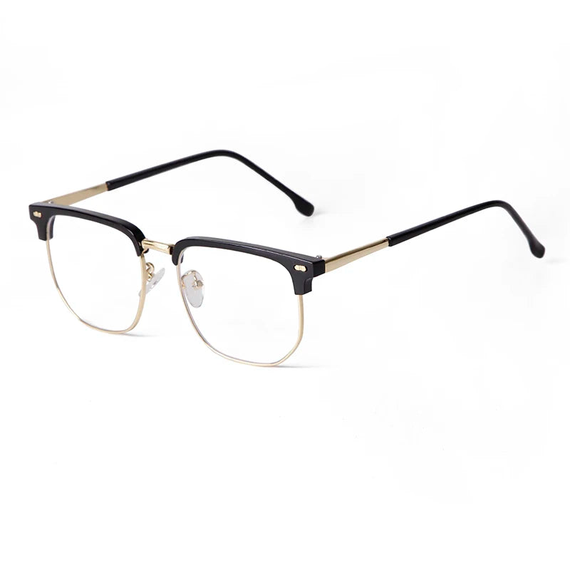 STORY PSTY9393A Rivet Square Frame Business Eyeglasses Blue Light Protection Glasses Computer Anti Blue Light for Men