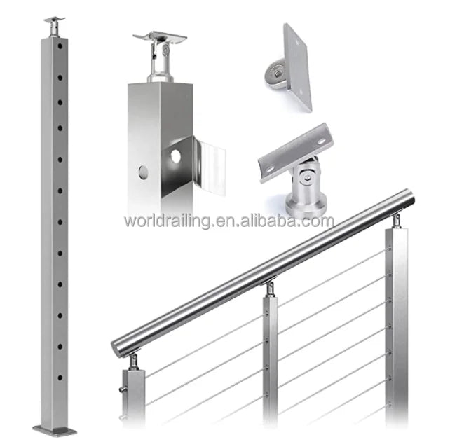 YL METAL Stainless Steel Balustrade Brushed Cable Railing Post Stainless Cable Fittings