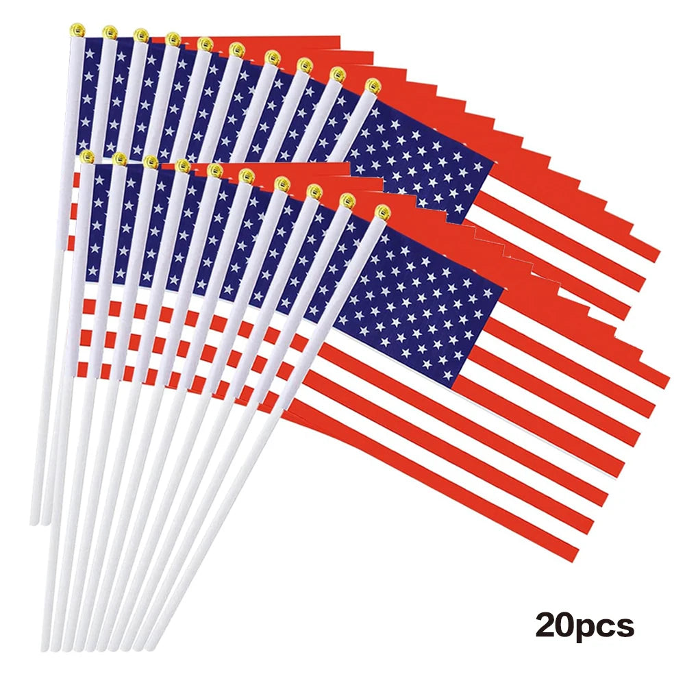 American Hand Stick Flag 11.8*7.8inch 20pcs USA Mini Flags Polyester Waving Outdoor America Small Flag