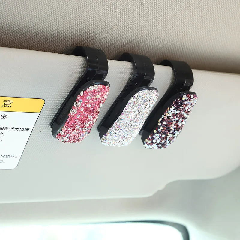Ladies' Fashion Rhinestone Glasses Holders Wholesale Car Visor Sunglasses Clip Eyeglasses Parts