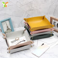 Men Boys Leather Dice Tray Square Desk Organizer for Ludo Game Board Square Organizing Board Game Accessories Great Gifts for