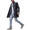 Newest Men's Simple Casual Plaid Blazer Coat Long Length Eco-Friendly Polyester