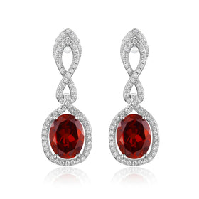 YBO Luxury Fine Jewelry for Women 925 Silver Geometric Drop Earrings Gold-Plated Natural Garnet Stone Vintage Style