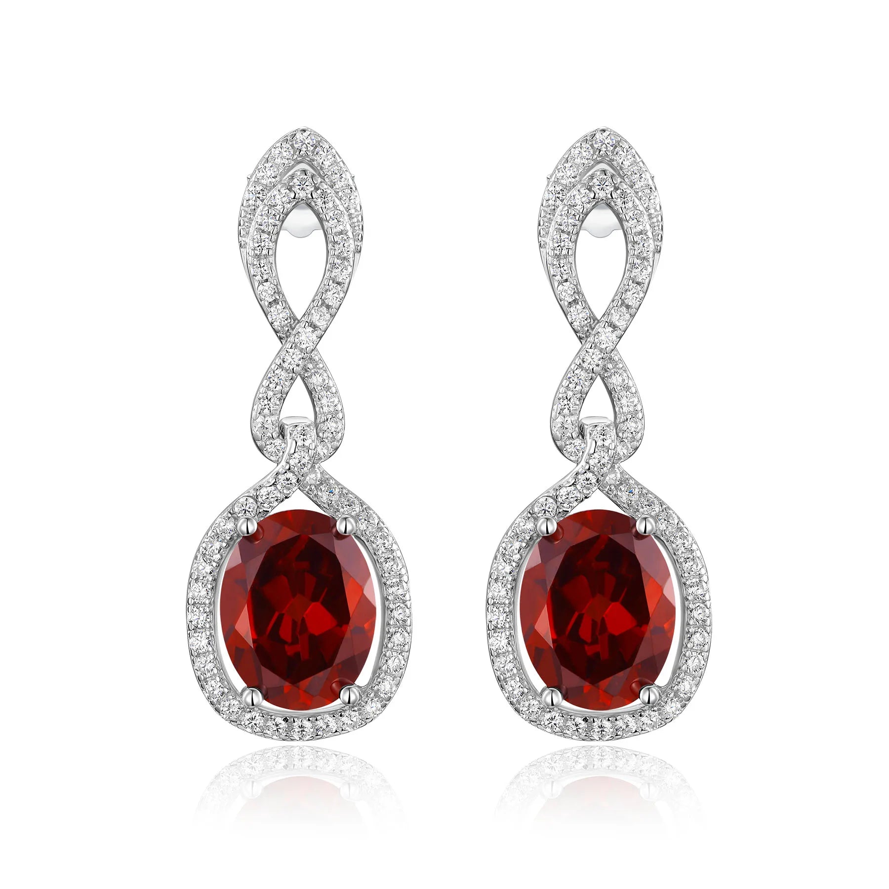 YBO Luxury Fine Jewelry for Women 925 Silver Geometric Drop Earrings Gold-Plated Natural Garnet Stone Vintage Style
