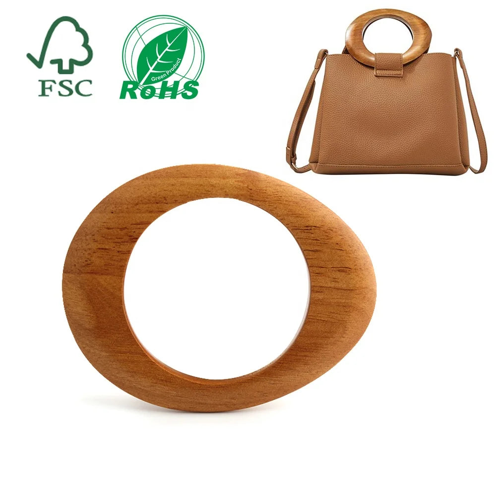 Nolvo World Solid Wood Oval Shape Purse Wood Round Frame for Women's DIY Woven Vintage Tote Bag Eco-Friendly Material