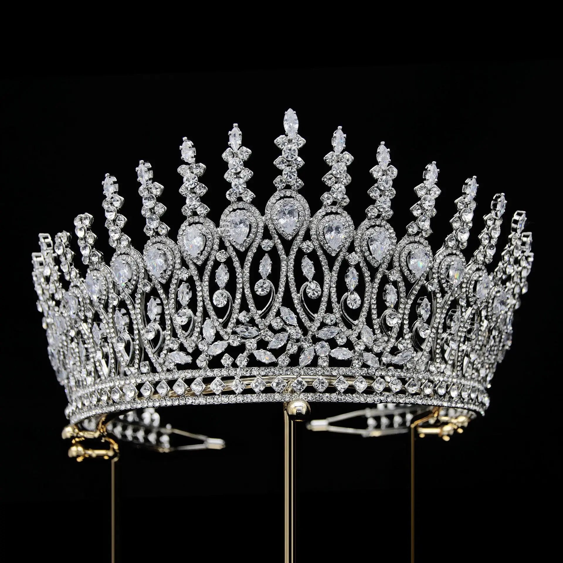 Luxury Oversized 4 Inches Big Wedding Crown Zircon Bridal Hair Accessories Pageant Crowns Bridal Tiaras