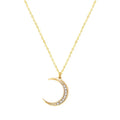 Fashionable Jewelry Women  Stainless Steel Moon Pendant Necklace Crystal Rhinestone Moon Necklace