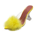 Fashion Pointed Toe Clear PVC Transparent Heel Mules Slip on Women Shoes Ladies High Heels Dress Sandals MegaBDM