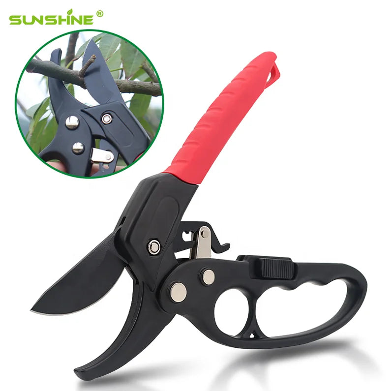 SUNSHINE 3-stage Ratcheting System Garden Pruning Shears Cutter Gardening Plant Scissor Tree Flower Branch Pruner Trimming Tools