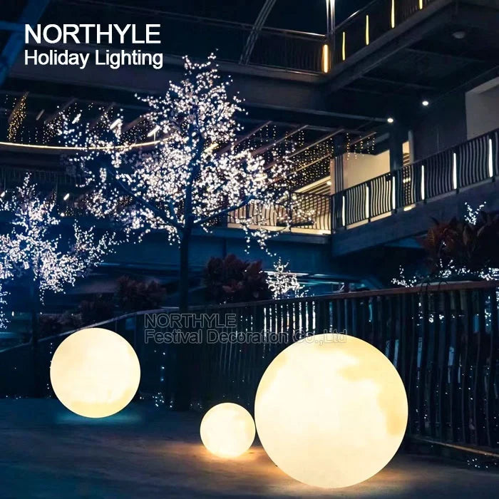 40cm Diameter Fiberglass Moon-Light Garden Ball Lamp Outdoor Waterproof Courtyard Balcony Atmosphere LED Light Decoration