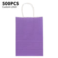 Custom Printed Eco-Friendly Kraft Brown Paper Gift Bag Patch Handle Restaurant Catering Takeout Packaging with Custom Logo