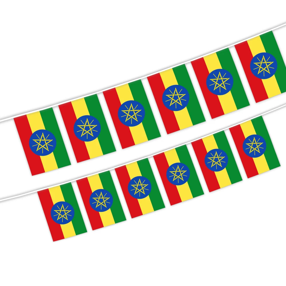 Wholesale 5.5x8 Inches Ethiopia String Bunting Flags for Indoor and Outdoor Decoration(20pcs/set)