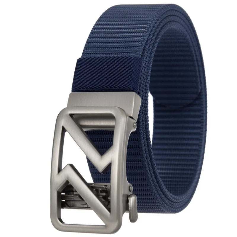LQbelt Fashion Canvas Automatic Buckle Belt Without Ratchet Fabric Belts for Men Nylon Belt Polyester Leisure Wholesale Factory