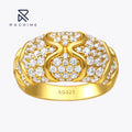 Rochime Luxury Vintage Ripple Shaped Diamond Ring 925 Sterling Silver  Gold Plated Zircon Rings for Women