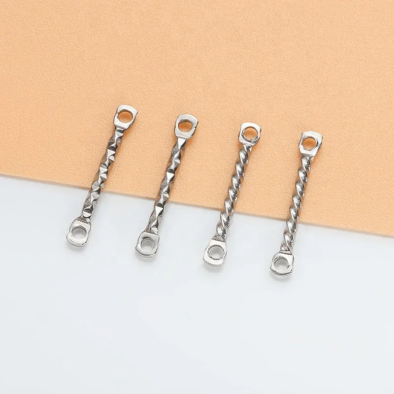 Wholesales Stainless Steel Two Hole Twisted Bar Connector for Earrings DIY Jewelry Accessories & Findings