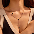Fashion Stainless Steel Shell Pendant Necklace Heart Charm Gold 18k Jewelry Heart Chain Y Shaped Tassel Necklace Women