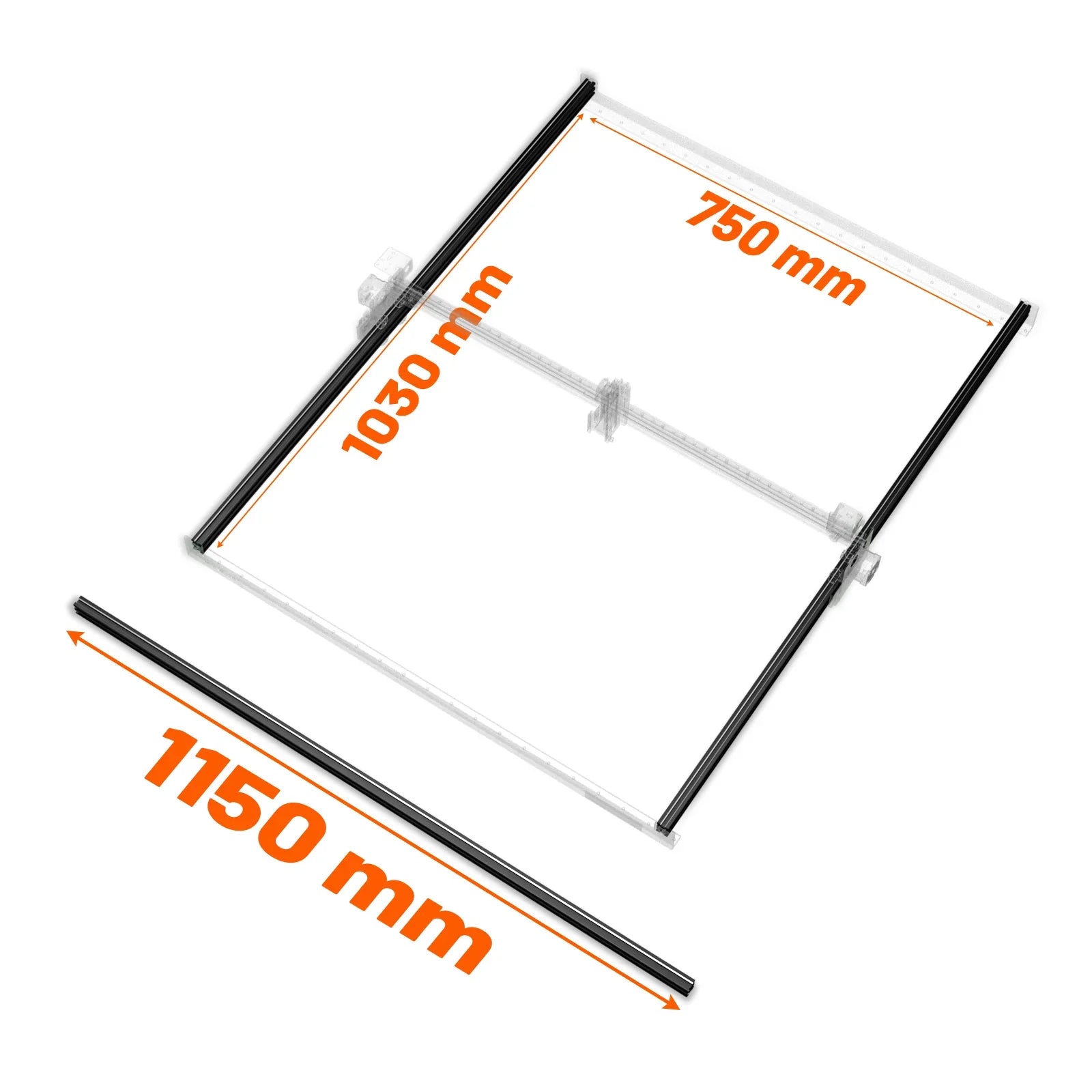 Black Aluminum Y-axis Extension Profile Rail for NEJE Max 3 4 Laser Engraver / Cutter Extension Rods