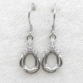Sterling Silver 6*8mm Semi Mount Hook Earrings Empty Support Blank Claws Setting S925 Base Without Center Stone for DIY Inlay