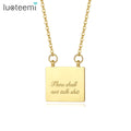 SP-LAM Trendy Square Metal Bar Letter Pendant Stainless Steel Chain Woman Charm Unique Necklace MegaBDM