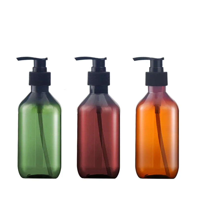 Printing logo 10 oz Skincare Cosmetic Round Shape Empty PET Green Amber 300ml Plastic Bottle for Shampoo