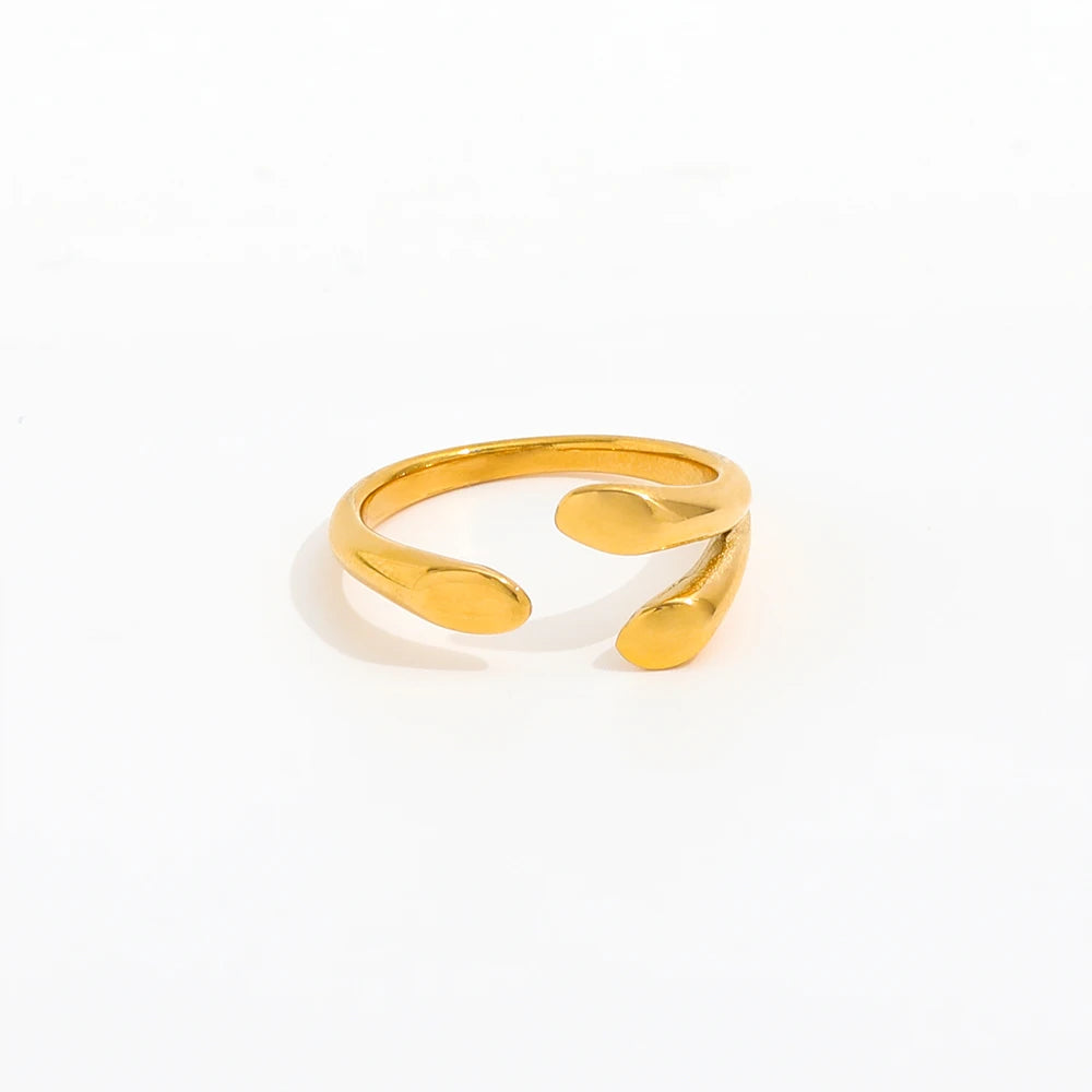 Waterproof  Tarnish Free Stylish Stainless Steel Gold Ring Trendy Jewelry 18k Gold Plated Jewelry