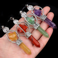 Healing Natural Crystal Merkaba Pendulum Hot Sale Six Point Star Energy Hexagonal Scepter Pendant Necklace with Good Quality