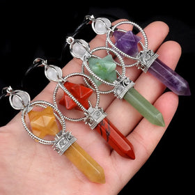 Healing Natural Crystal Merkaba Pendulum Hot Sale Six Point Star Energy Hexagonal Scepter Pendant Necklace with Good Quality