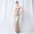 31533# 2024 New Positioning Flower Cutting Dinner Party Annual Wedding Sequin Halter Evening Gown