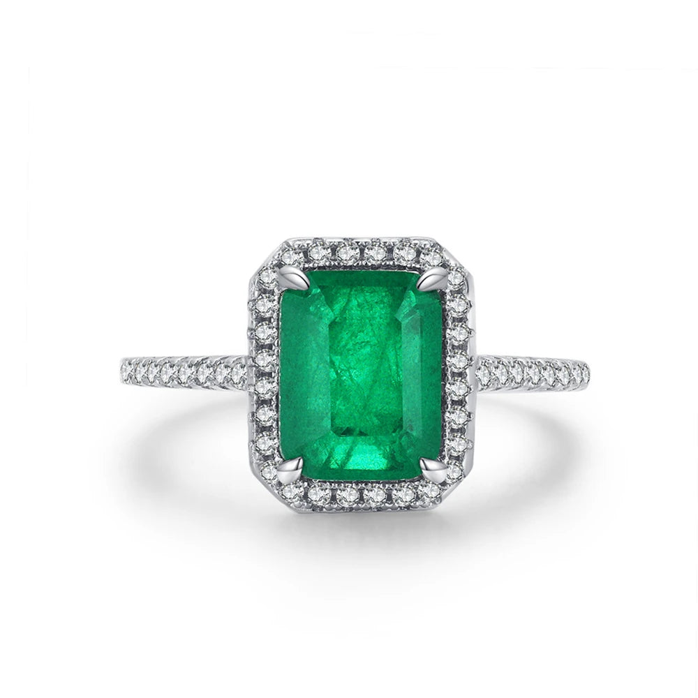 Daidan 92.5 Silver Cz Green Emerald Paraiba Tourmaline Green Stone Big Stone Ring Designs for Women